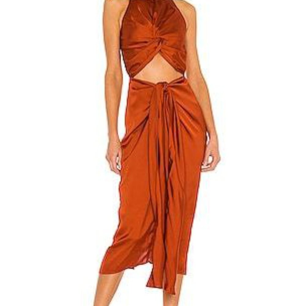 Andrea Iyamah Reni Knotted Dress Orange size Large NWT